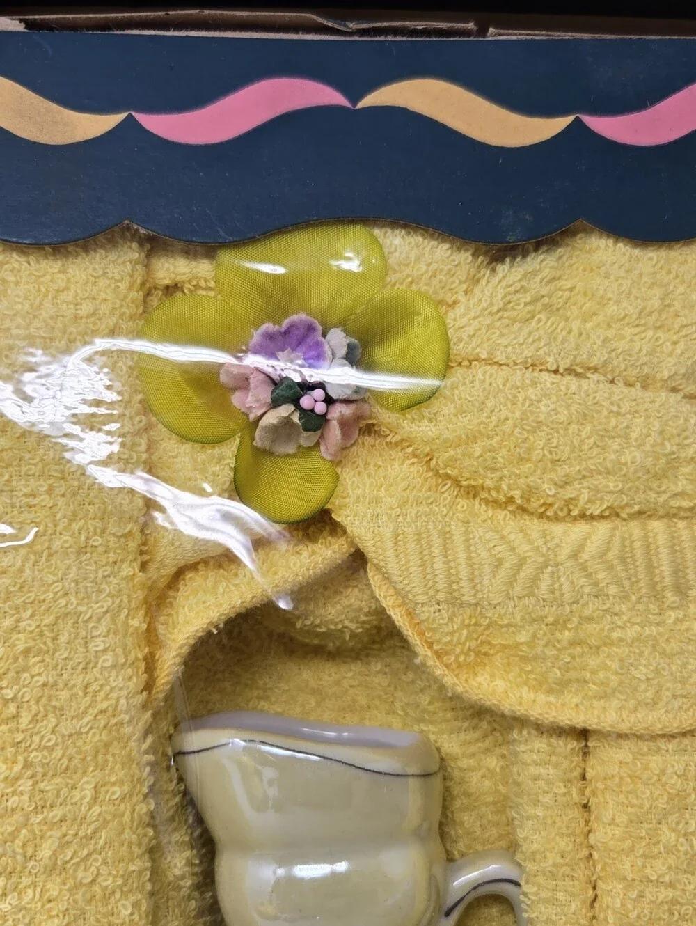 VTG Cannon Bath Towels Gift Set Butterflies Joyce Morris Vase NOS RARE READ